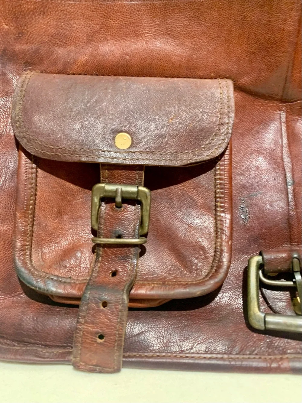 Ultra Soft Vintage Distressed Leather Satchel With Shoulder Strap